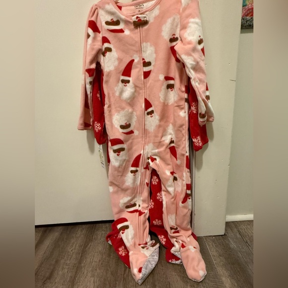 Carters just one you 2 pairs Christmas fleece footed pajamas - Picture 3 of 3